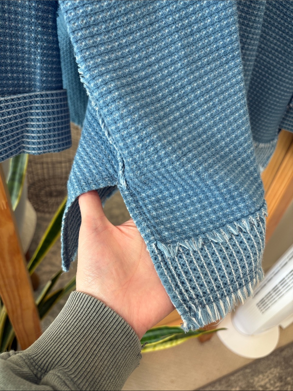 We the free beach bonfire shirt Light Blue Waffle-Textured Long-Sleeve Shirt - Picture 2 of 11